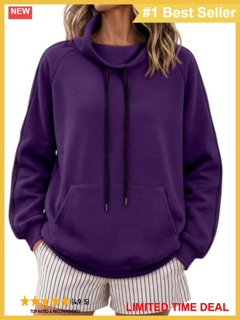 Mock Neck Fleece Pullover Sweatshirt with Side Pockets Women's